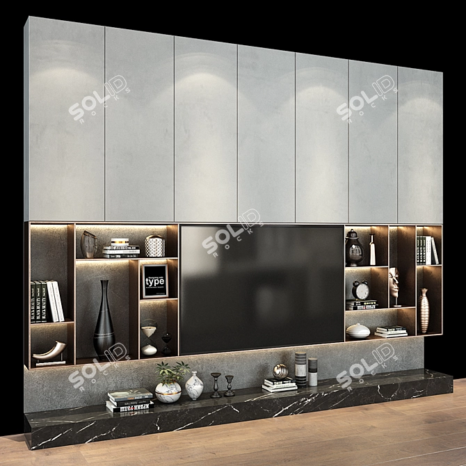 Modern TV Wall Set 216 3D model image 2