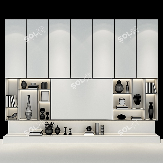 Modern TV Wall Set 216 3D model image 3