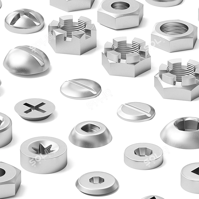 All-in-One Set of Nuts, Bolts, and Washers 3D model image 2