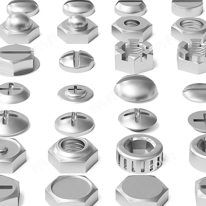 All-in-One Set of Nuts, Bolts, and Washers 3D model image 3