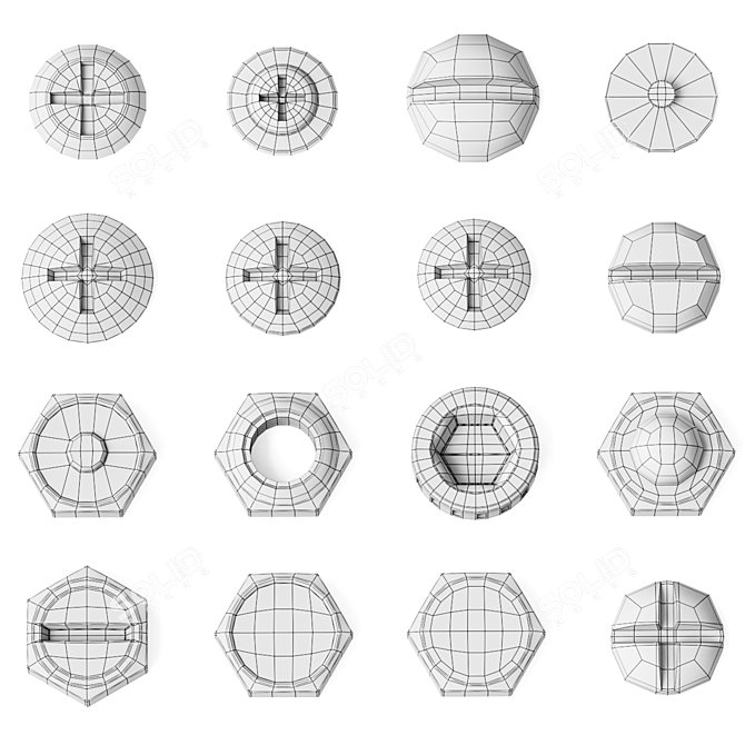 All-in-One Set of Nuts, Bolts, and Washers 3D model image 7
