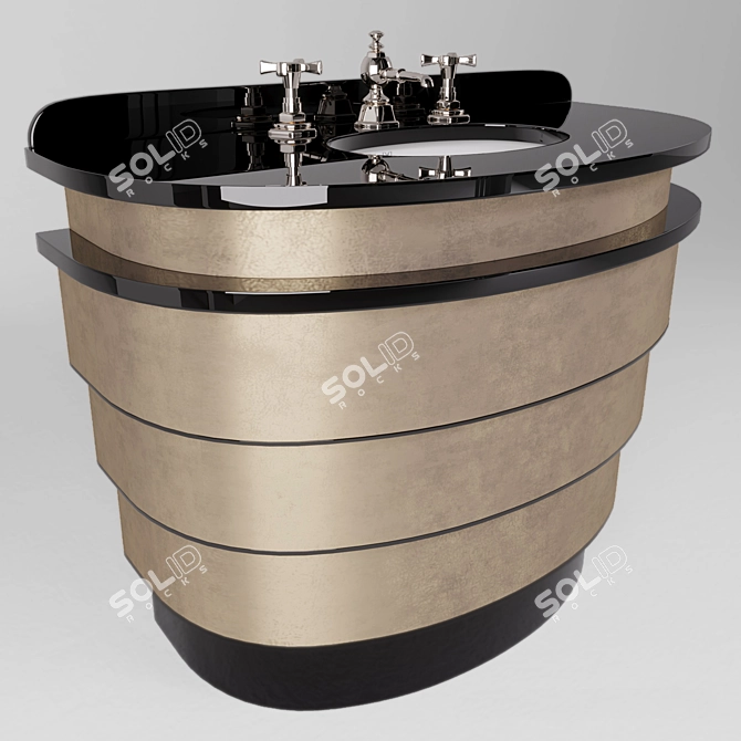 American-Inspired Summertime Aluminium Leaf Vanity 3D model image 2