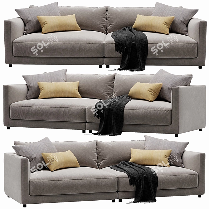 Sleek Blanche Katarina 2-Seater Sofa 3D model image 1