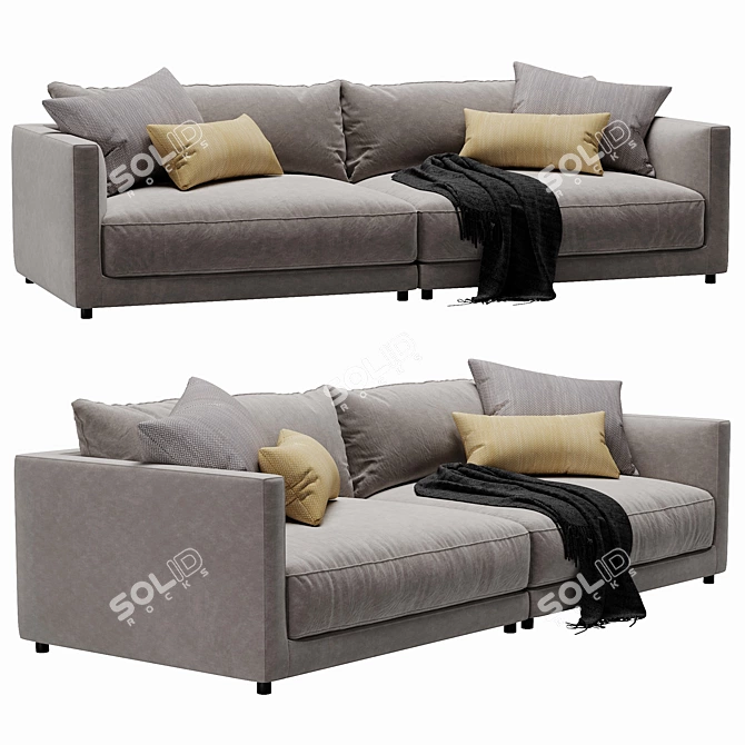 Sleek Blanche Katarina 2-Seater Sofa 3D model image 2