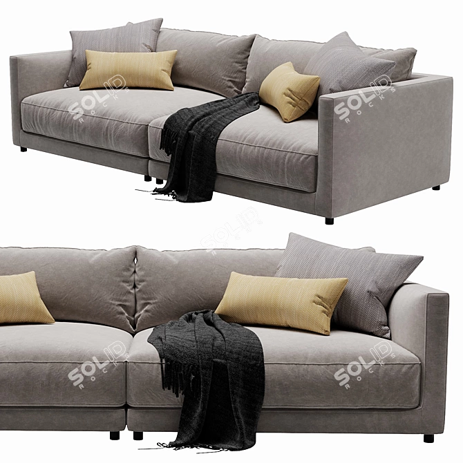 Sleek Blanche Katarina 2-Seater Sofa 3D model image 3