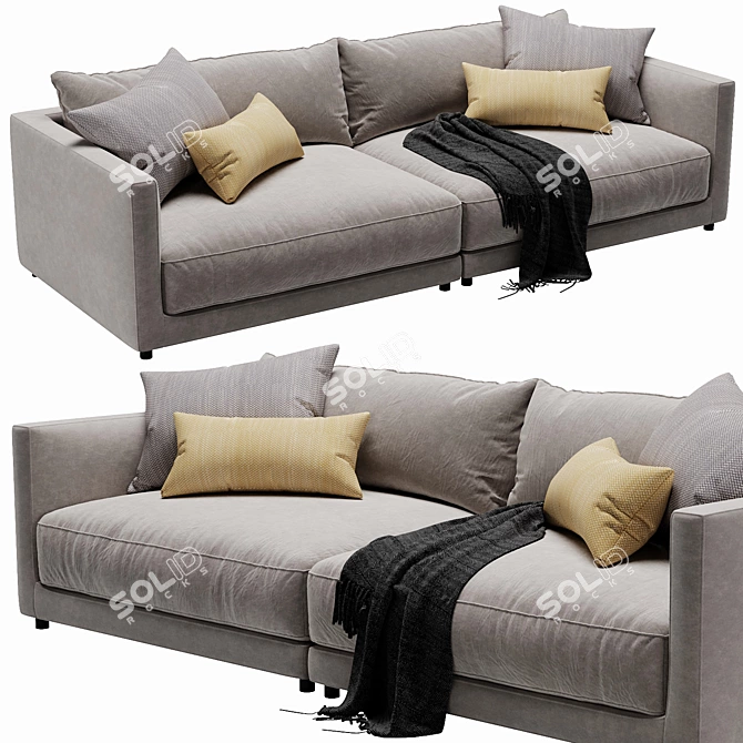 Sleek Blanche Katarina 2-Seater Sofa 3D model image 5