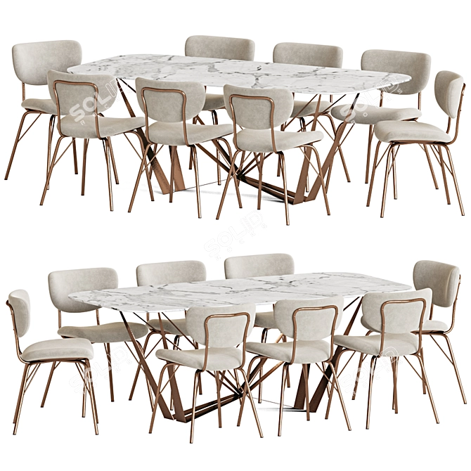 Modern 120 Dining Set 3D model image 2