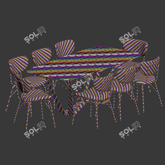 Modern 120 Dining Set 3D model image 4