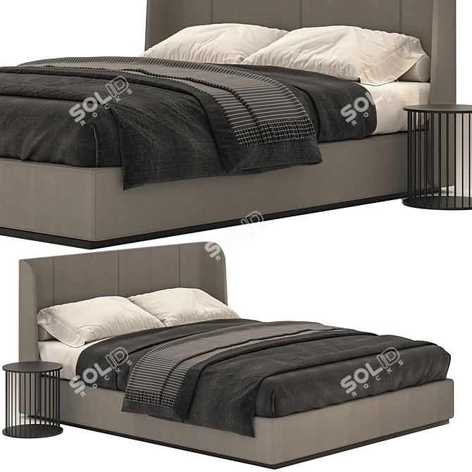 Rh Lawson Gray Bed: Sleek and Stylish Orthopedic Comfort. 3D model image 1