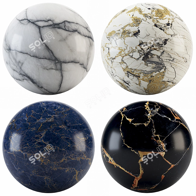 Marble Collection: Port Gold, Athos White, Dimond Blue, Star Symphony 3D model image 1