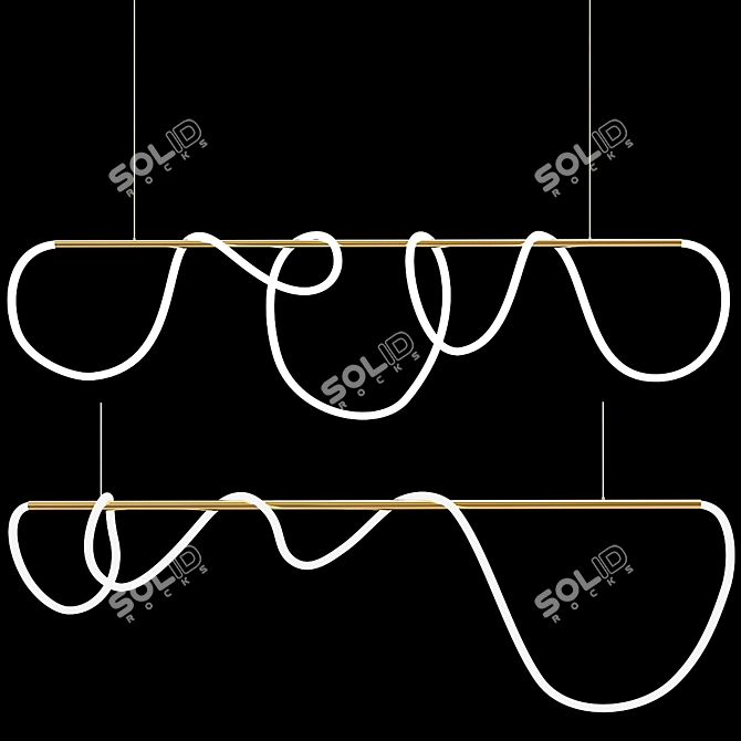 Glamorous Black & Gold LED Set 3D model image 4