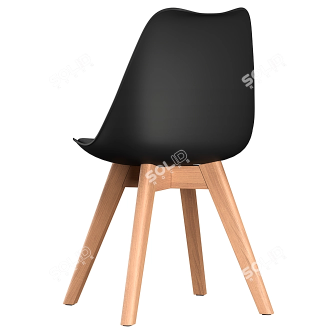 Sleek Black Oak Dining Chairs 3D model image 2