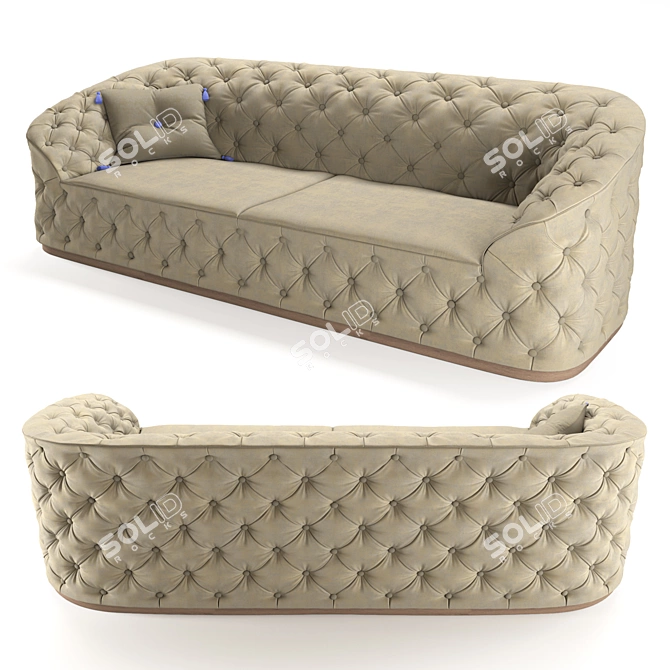 Luxury Tufted Leather Leonardo Sofa 3D model image 2