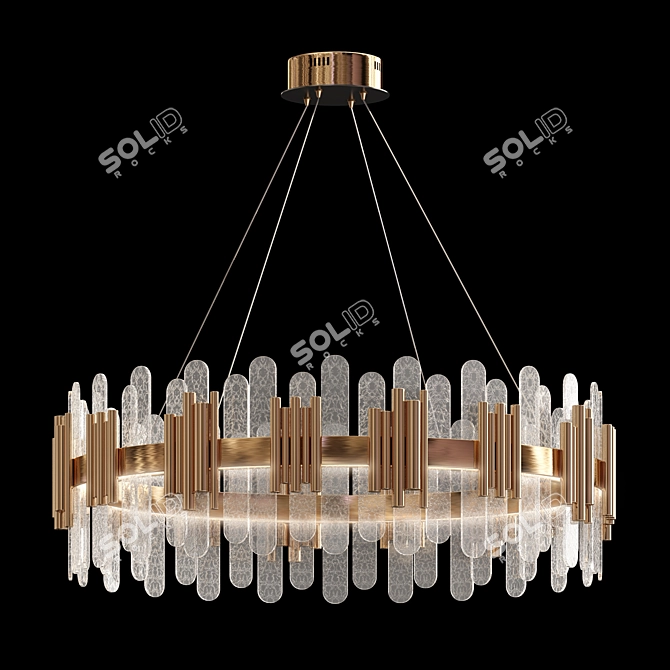 Sleek LED Round Chandelier 3D model image 1