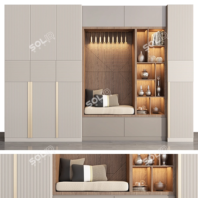 Modern Corona Vray Wardrobe 3D model image 1