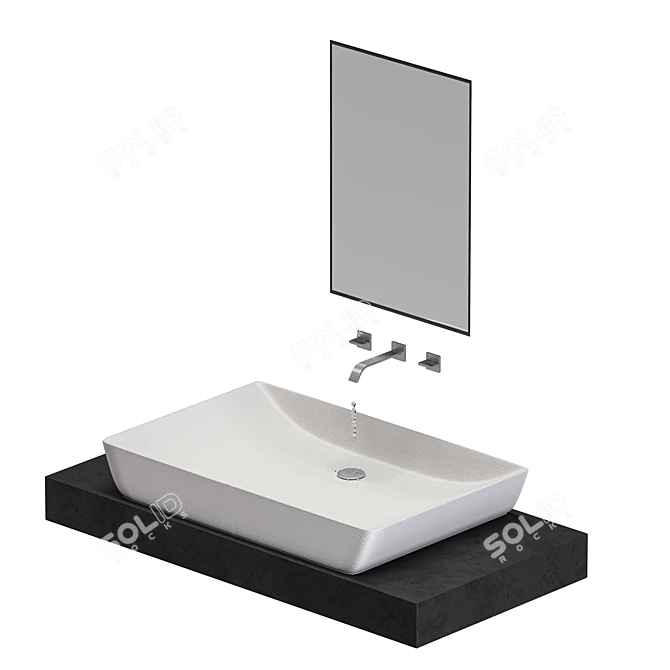 Contemporary Rectangular Vessel Sink 3D model image 2