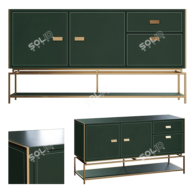 Green Arabel Chest: Stylish and Spacious 3D model image 1