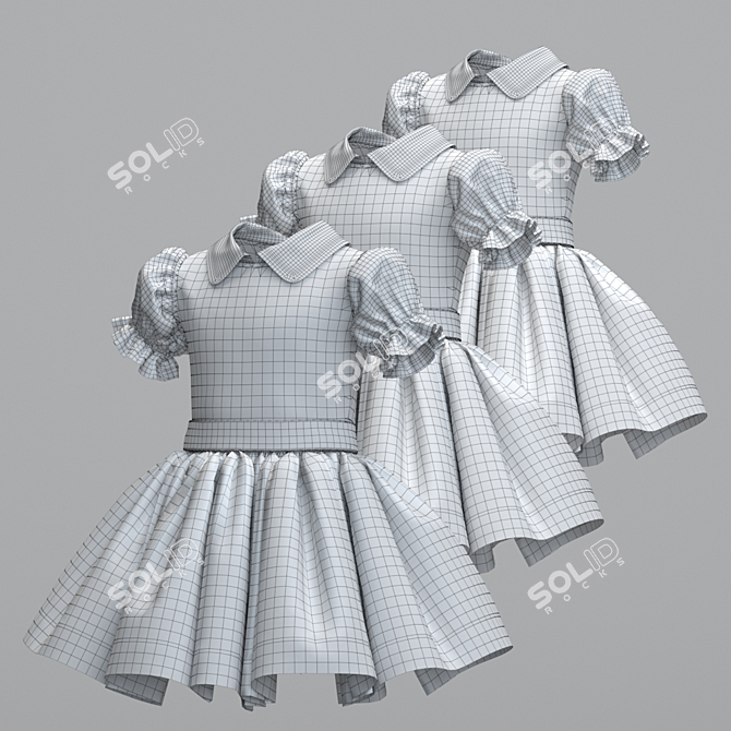 Cute Polka Dot Children's Dress 3D model image 3