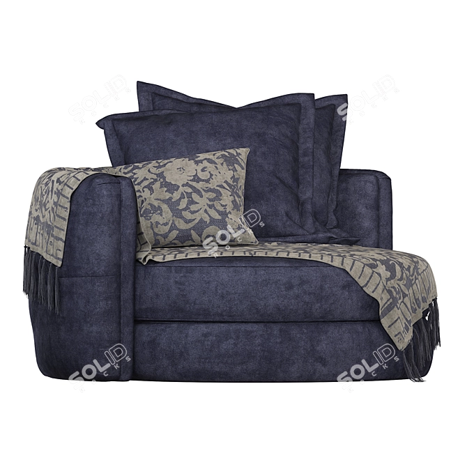 Luxury Velvet Swivel Chair 3D model image 4