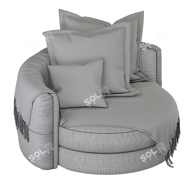Luxury Velvet Swivel Chair 3D model image 6