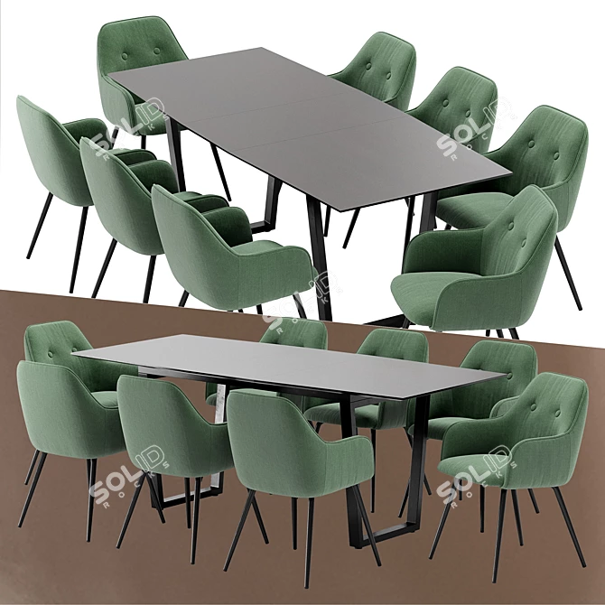 Sleek Lipstick Dining Set 3D model image 3