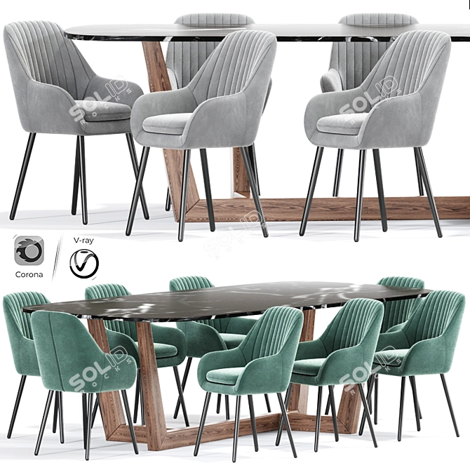 Elegant Dining Table Chair 3D model image 1