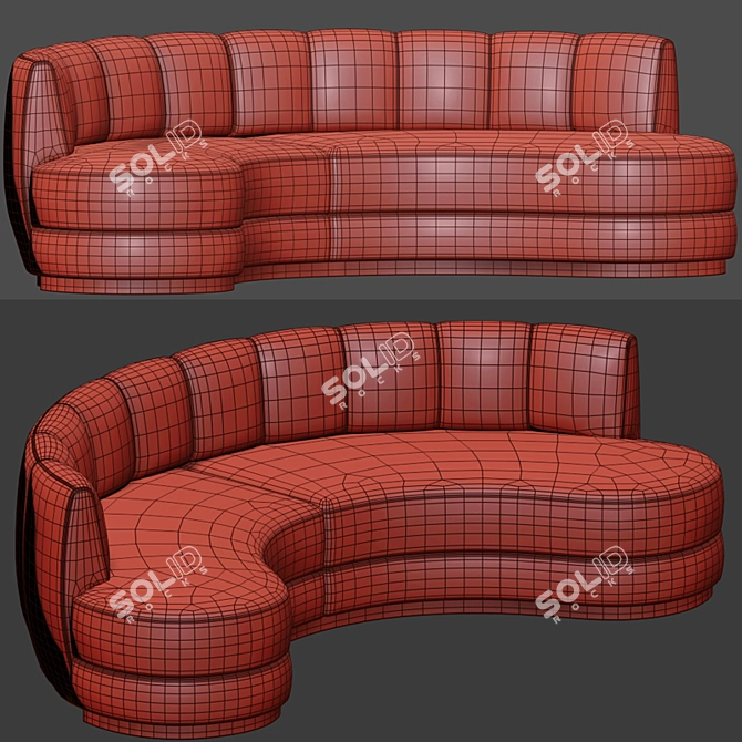 Curved Velvet Sofa: Contemporary Elegance 3D model image 2