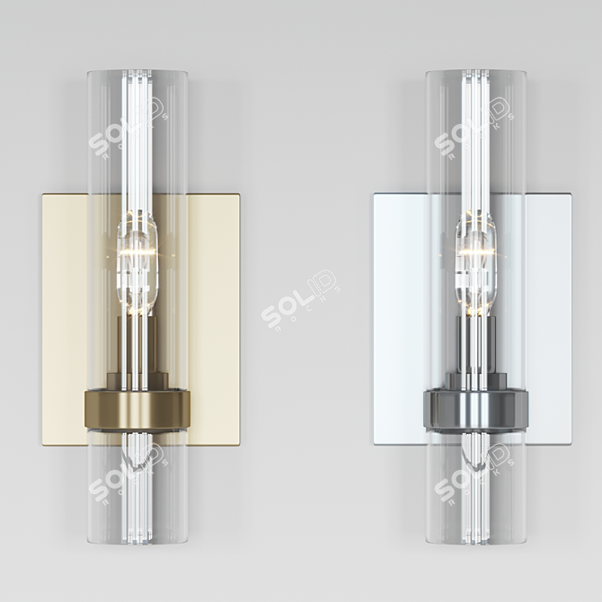 Ravelle Steel Sconce with Glass Cylinders 3D model image 3