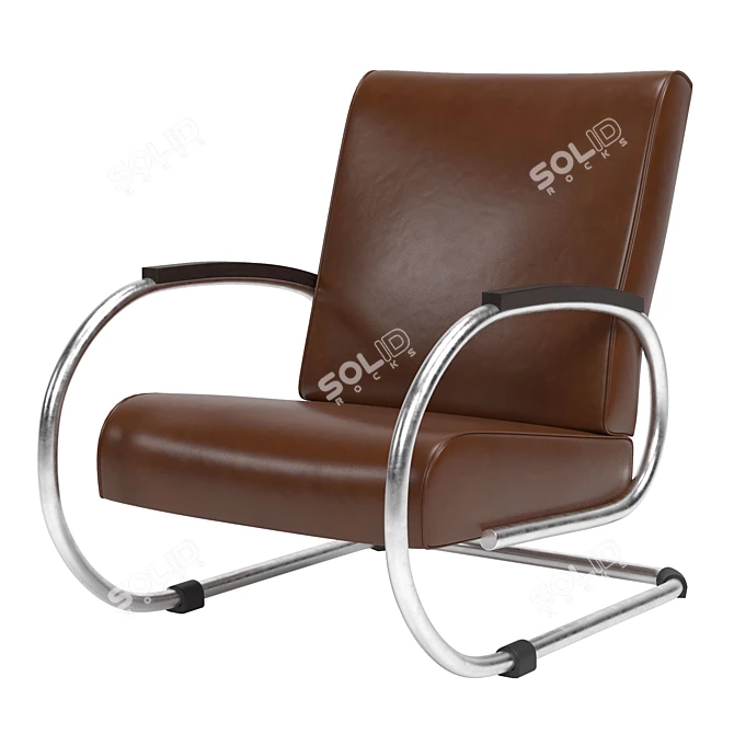 Sleek Steel Tubular Chair 3D model image 1