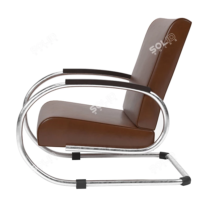 Sleek Steel Tubular Chair 3D model image 2