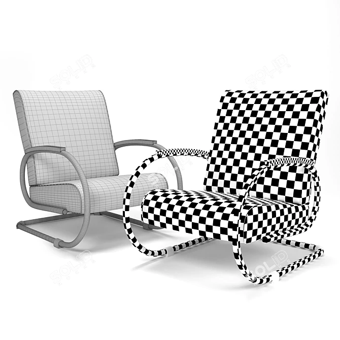 Sleek Steel Tubular Chair 3D model image 5