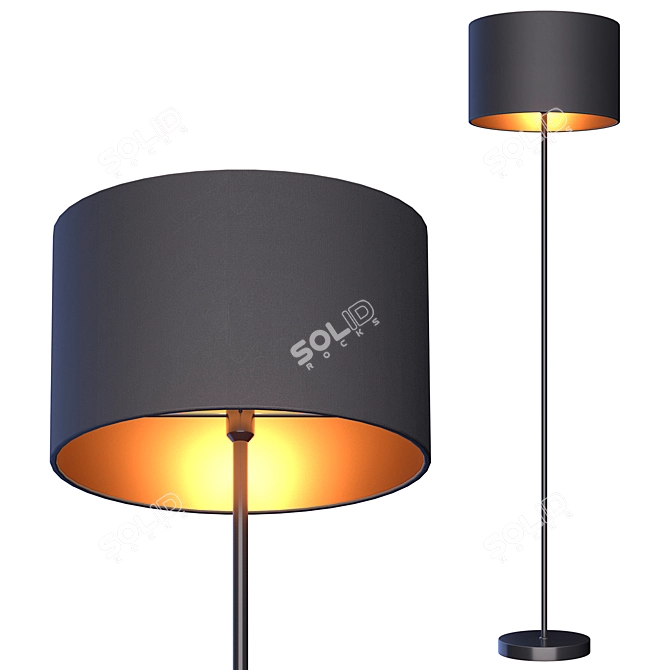 Elegant Black Copper Floor Lamp 3D model image 1