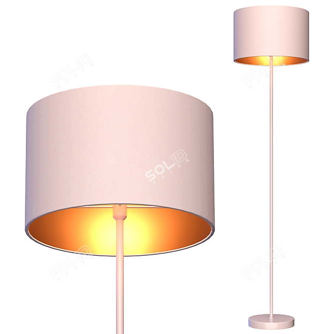 Elegant Black Copper Floor Lamp 3D model image 3