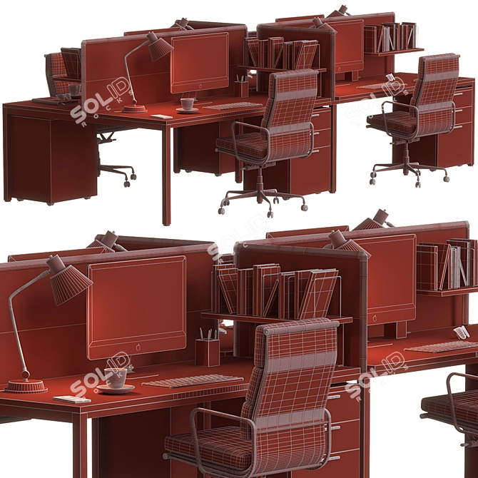 Sleek Modern Office Furniture Set 3D model image 5