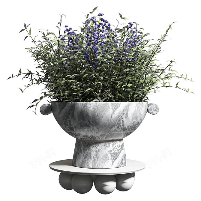 Modern Marble Vase Collection: Minimalistic Indoor Plant Pot 3D model image 3