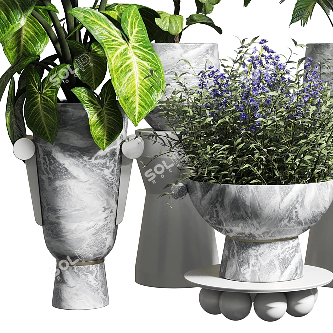 Modern Marble Vase Collection: Minimalistic Indoor Plant Pot 3D model image 4