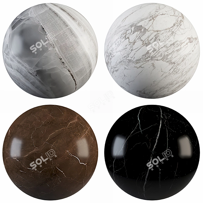 Marble Collection 15: Caramel, Calacatta, Marquina, Supreme 3D model image 1