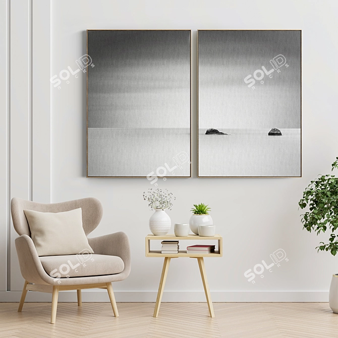 Modern Minimal Photo Frame Set 3D model image 2