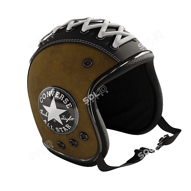 Sleek Leather Moto Helmet 3D model image 1