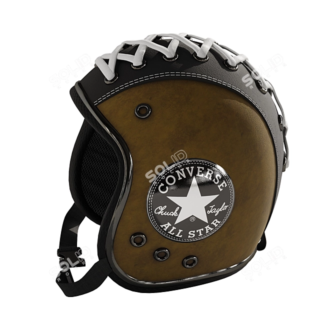 Sleek Leather Moto Helmet 3D model image 2