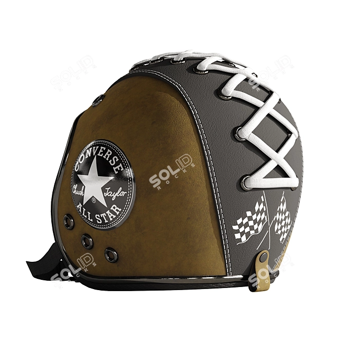 Sleek Leather Moto Helmet 3D model image 3