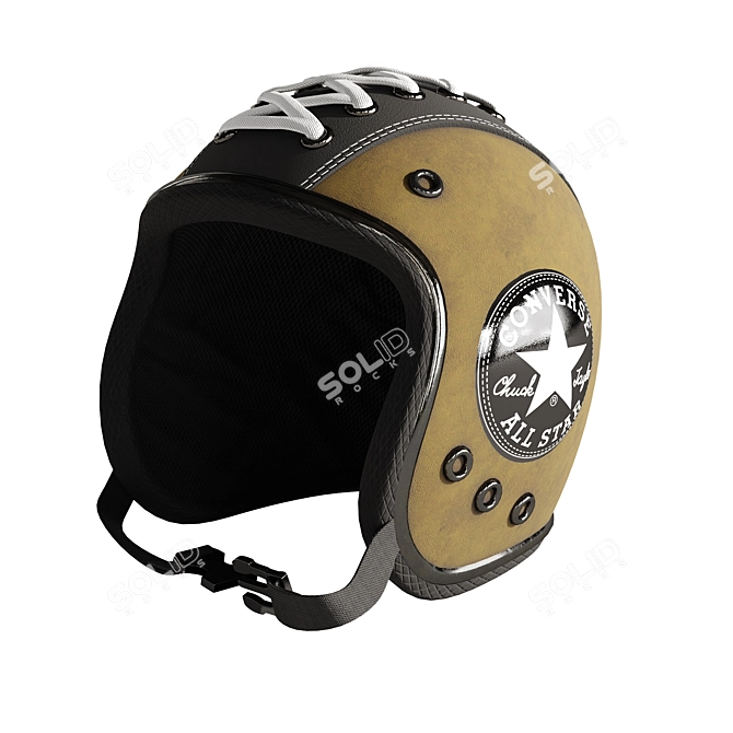 Sleek Leather Moto Helmet 3D model image 4