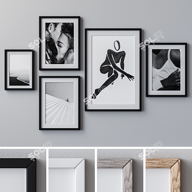 Elegant Photo Frames Set - 5 Sizes 3D model image 1