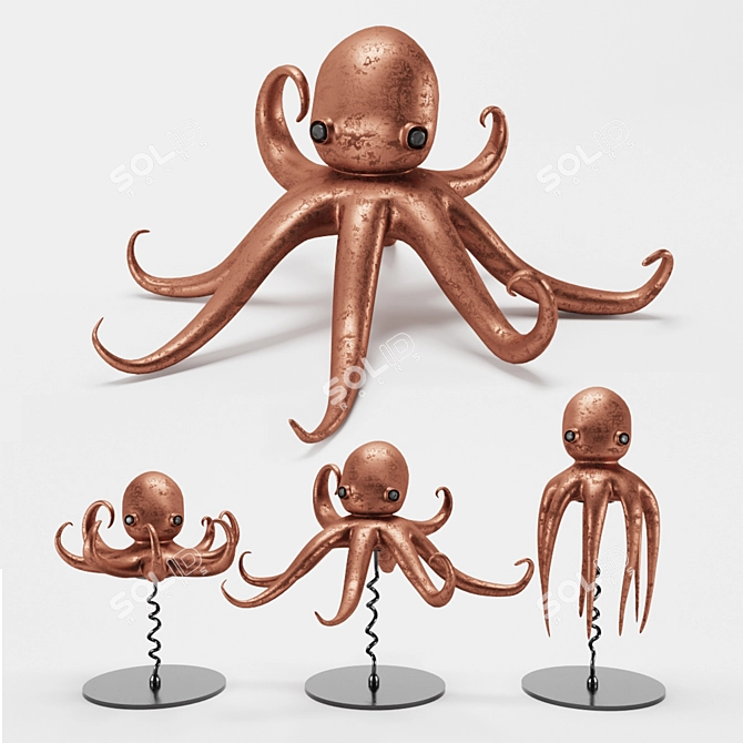 Copper Squid Art Decor 3D model image 1