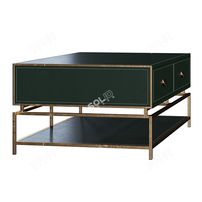 Arabel Coffee Table: Gold Stainless Steel and Leather 3D model image 4
