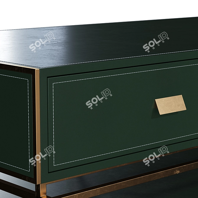 Arabel Coffee Table: Gold Stainless Steel and Leather 3D model image 5
