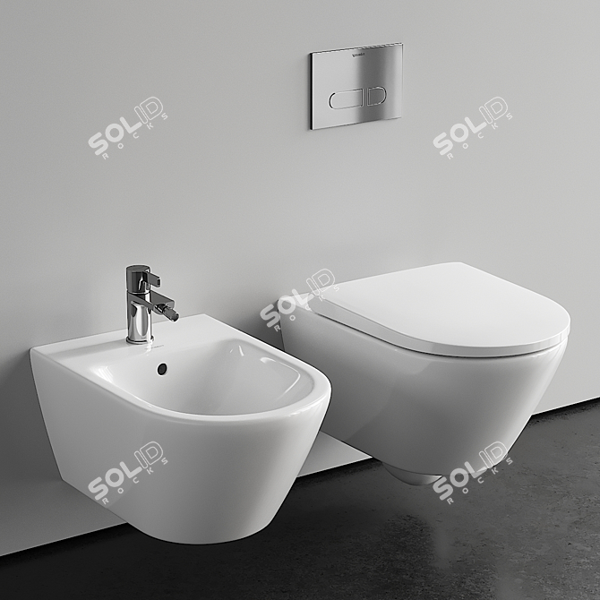 Duravit D-Neo: Stylish Wall-Hung WC & Bidet 3D model image 1