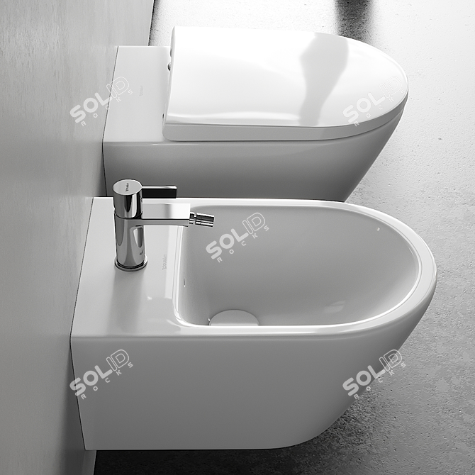 Duravit D-Neo: Stylish Wall-Hung WC & Bidet 3D model image 2