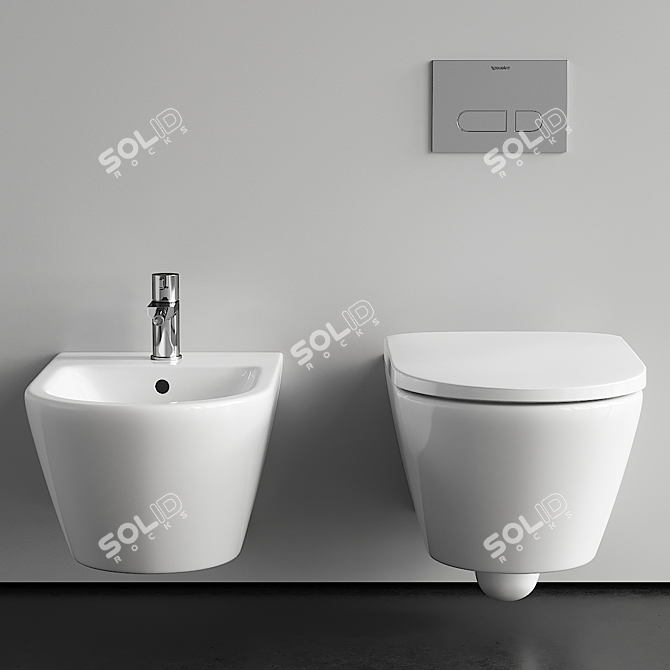 Duravit D-Neo: Stylish Wall-Hung WC & Bidet 3D model image 3