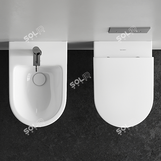 Duravit D-Neo: Stylish Wall-Hung WC & Bidet 3D model image 4